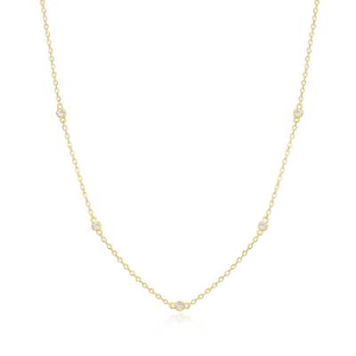 Bezel Station Necklace with Lab-Created Diamonds, Gold