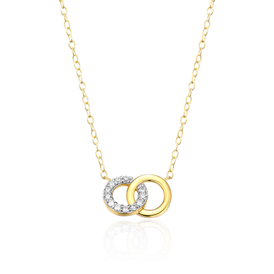 Twin Circle Necklace with Lab-Created Diamonds, Gold