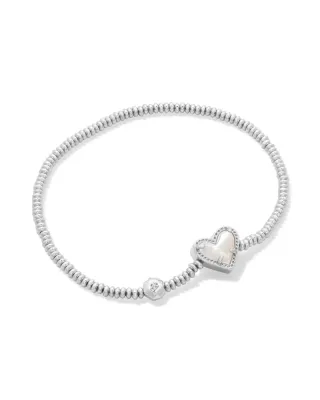 Kendra Scott Ari Heart Stretch Bracelet, Silver/Ivory Mother-of-Pearl