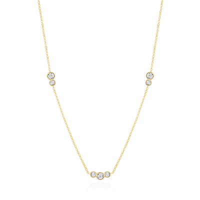 Trio Bezel-Set Station Necklace with Lab-Created Diamonds, Gold