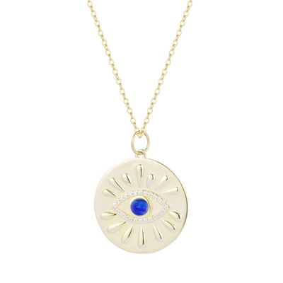 Kamaria Evil Eye Medallion Necklace (Gold)