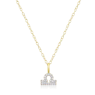 Libra Zodiac Necklace with Lab-Created Diamonds, Gold