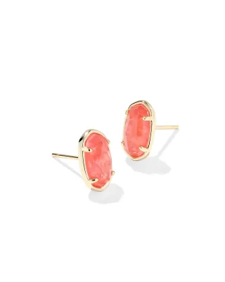 Kendra Scott Grayson Stud Earrings, Gold/Papaya Iridescent Mother-of-Pearl