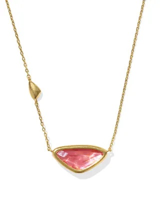 Kendra Scott Margot Necklace, Vintage Gold/Coral Iridescent Abalone