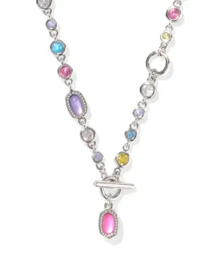 Kendra Scott Mini Elisa Abbie Necklace, Silver/Multi Mix