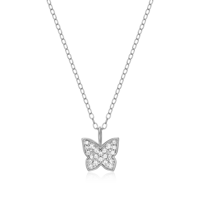 Butterfly Necklace with Lab-Created Diamonds, Silver