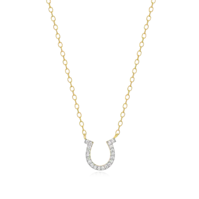 Horseshoe Necklace with Lab-Created Diamonds, Gold