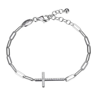 Charles Garnier Paperclip Collection Cross Bracelet, Silver