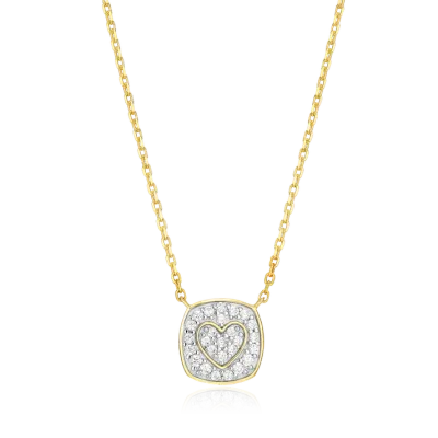 Heart Emblem Necklace with Lab-Created Diamonds, Gold