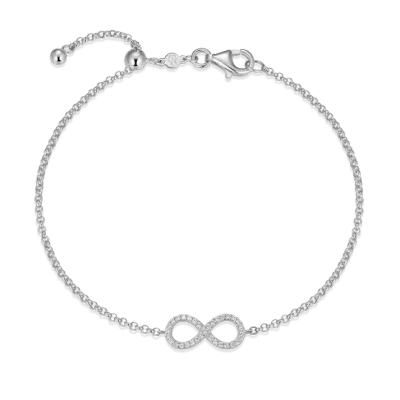 Infinity Bolo Bracelet with Lab-Created Diamonds, Silver