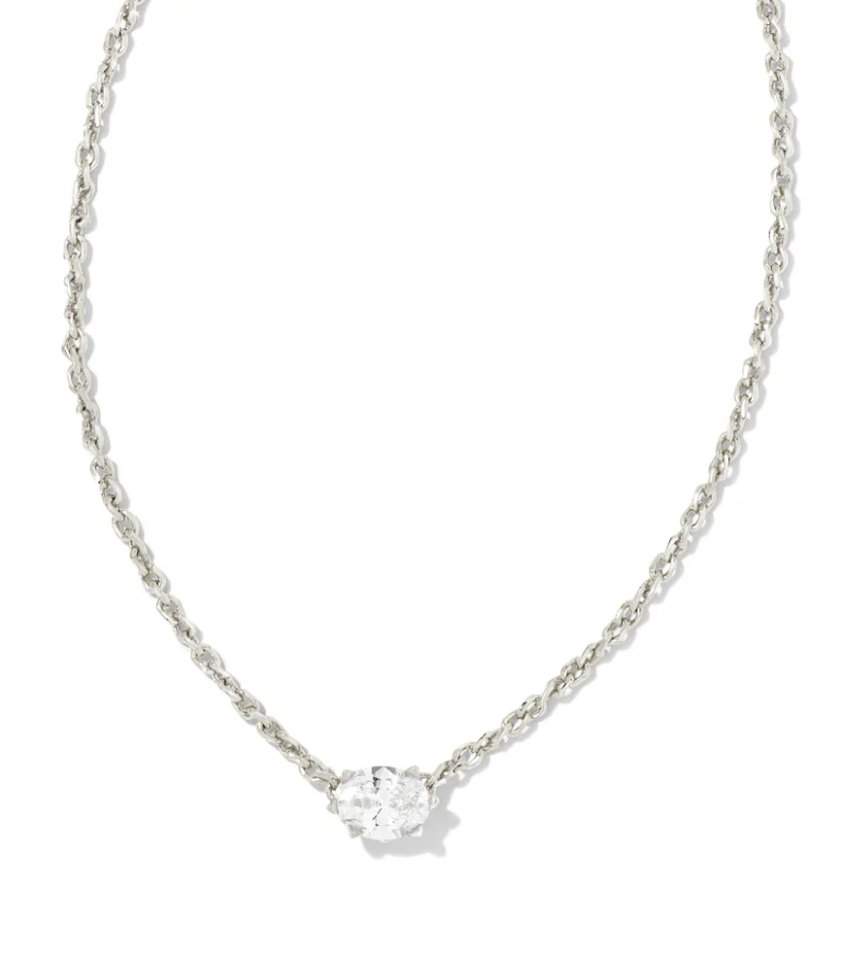 Kendra Scott Cailin Necklace, Silver/Clear Crystal