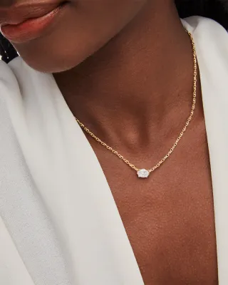 Kendra Scott Cailin Necklace, Gold/Clear Crystal