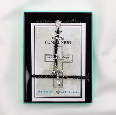MSMH First Holy Communion Rosary &amp; Bracelet Set (Black)