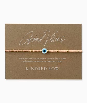 Kindred Row Evil Eye Beaded Bracelet, Peachy Pink