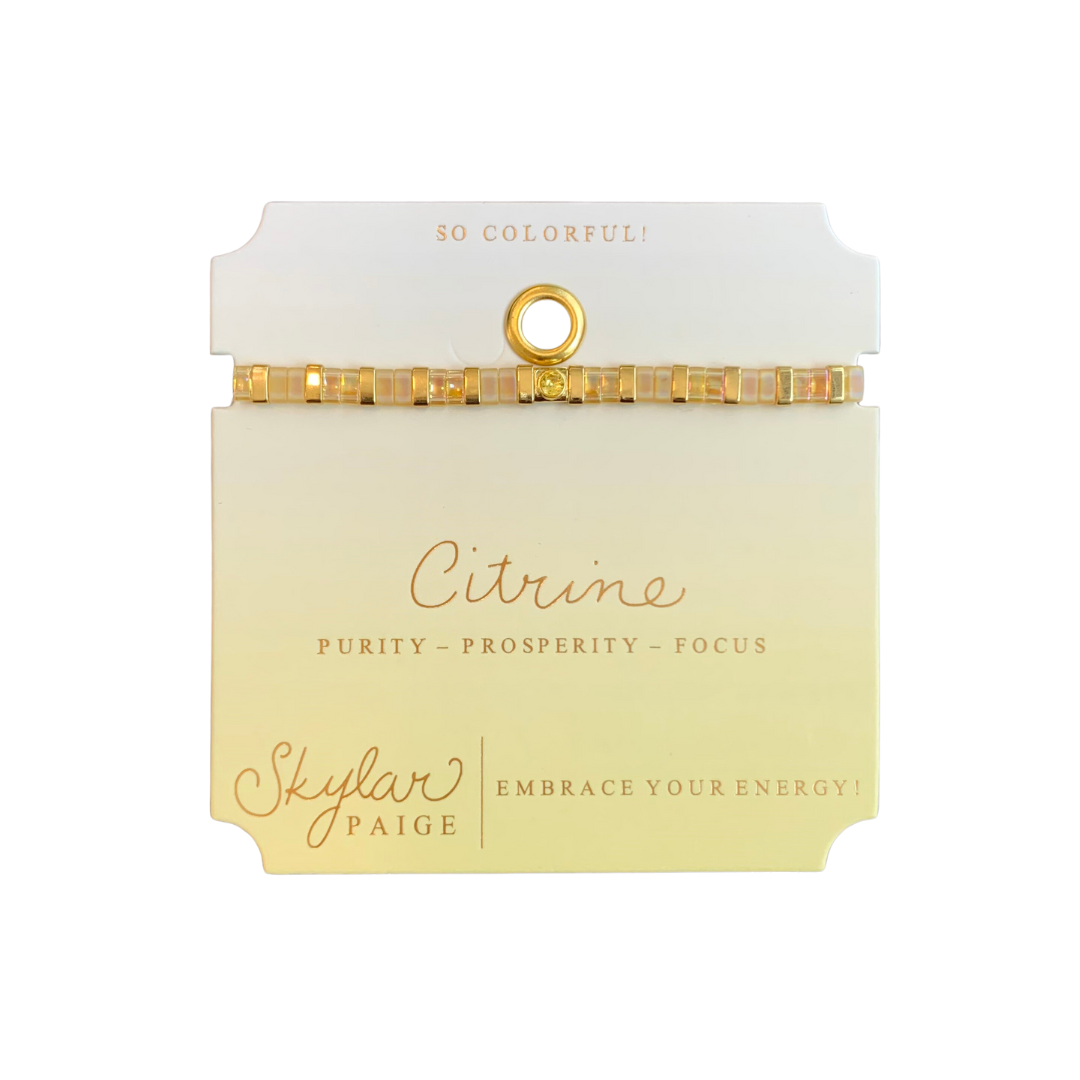 Citrine Beaded Tila Bracelet