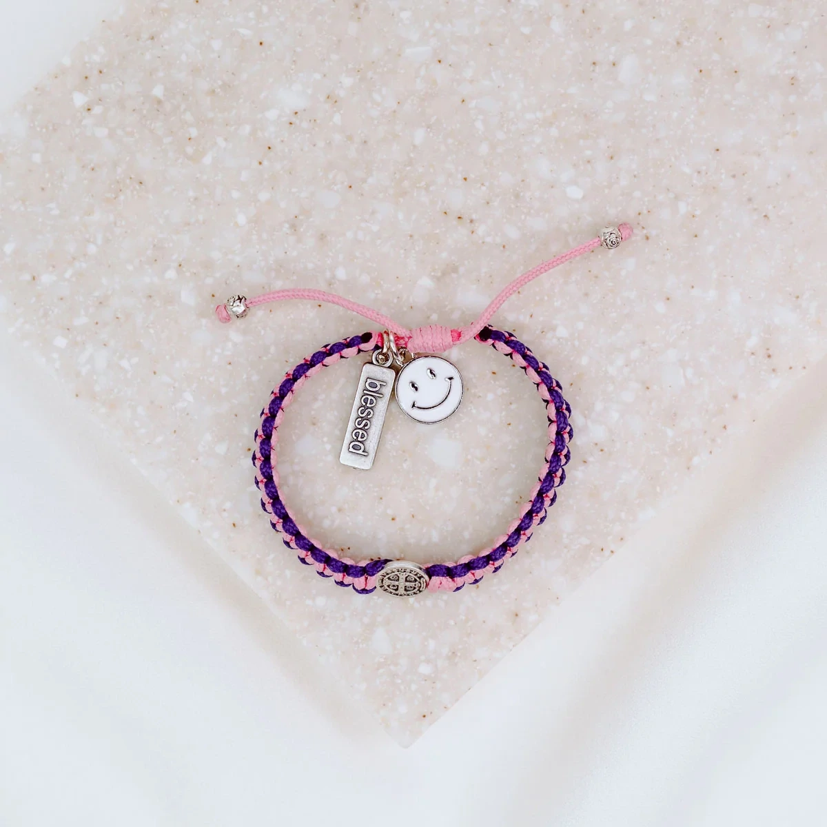 MSMH Pray. Hope. Don't Worry. Bracelet for Kids (Pink/Purple)