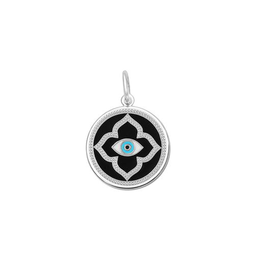 LOLA Small Evil Eye Pendant, Silver/Black
