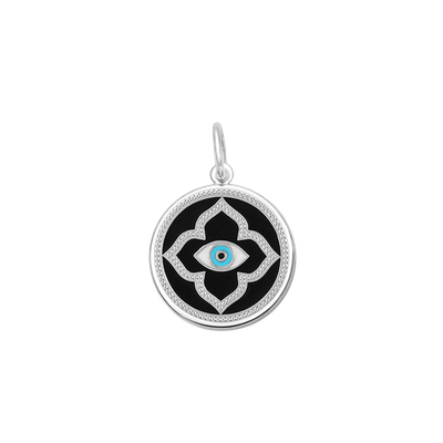 LOLA Small Evil Eye Pendant, Silver/Black