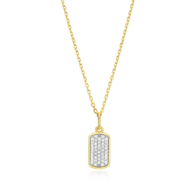 Mini Tag Necklace with Lab-Grown Diamonds, Gold