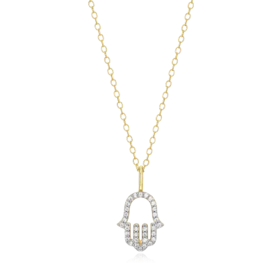 Hamsa Necklace with Lab-Grown Diamonds, Gold