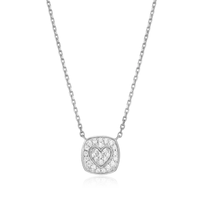 Heart Emblem Necklace with Lab-Created Diamonds, Silver
