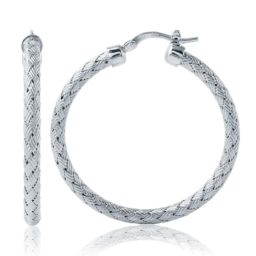 Charles Garnier Milani 3mm Round Hoop Earrings, Silver