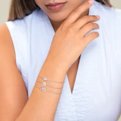 Open Twin Heart Bolo Bracelet with Lab-Created Diamonds, Silver