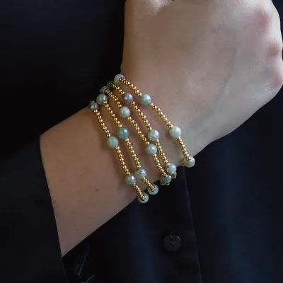 Lenny &amp; Eva Gilded Gold Bracelet - Amazonite Dot