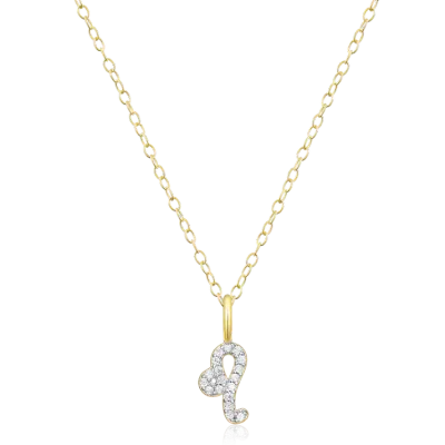 Leo Zodiac Necklace with Lab-Grown Diamonds, Gold