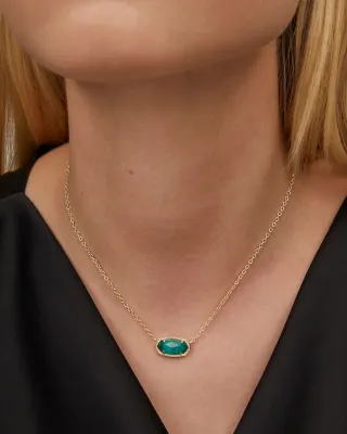 Kendra Scott Elisa Necklace, Gold/Emerald Cat's Eye