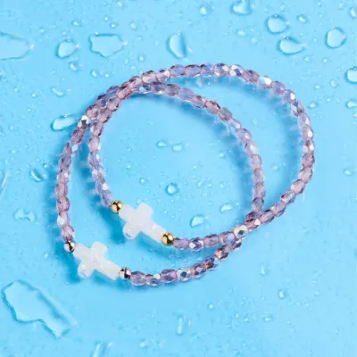 Holy Water Cross Bracelet, Amethyst AB