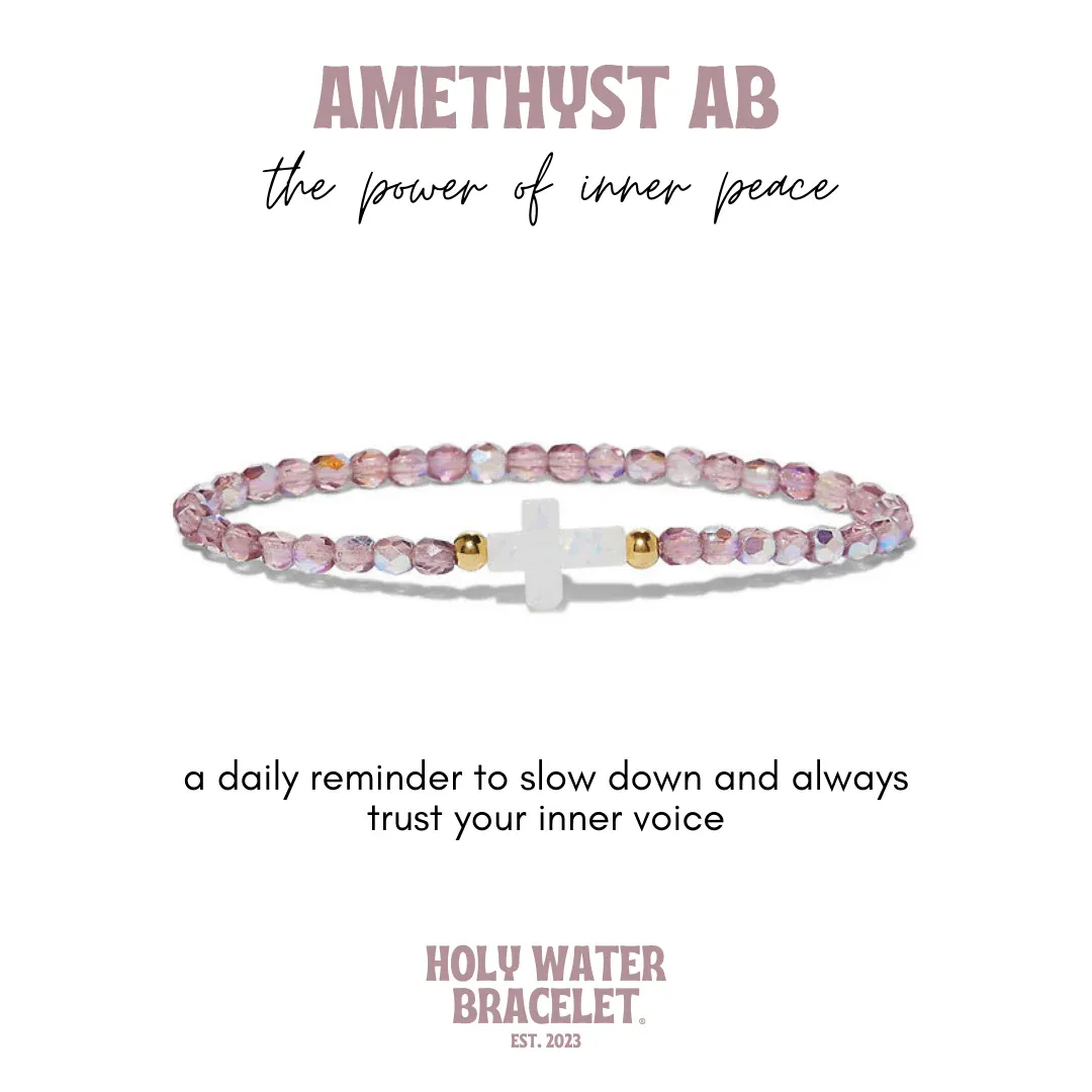 Holy Water Cross Bracelet, Amethyst AB