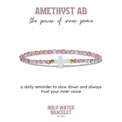 Holy Water Cross Bracelet, Amethyst AB