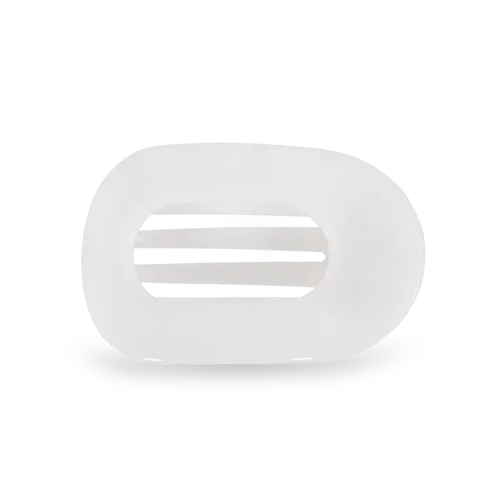 Medium Flat Round Hair Clip, Coconut White