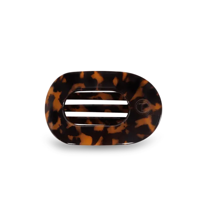 Small Flat Round Hair Clip, Tortoise