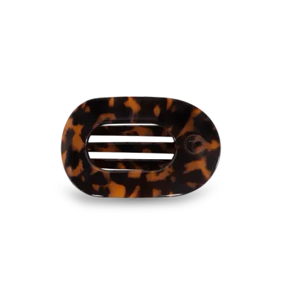 Small Flat Round Hair Clip, Tortoise