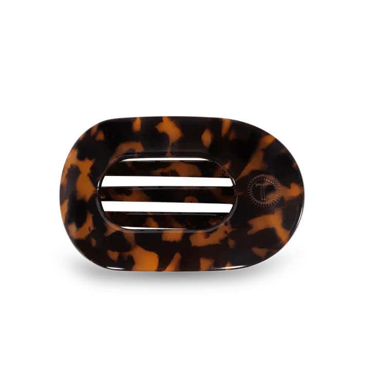 Medium Flat Round Hair Clip, Tortoise