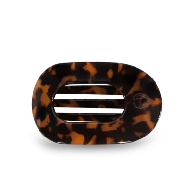 Medium Flat Round Hair Clip, Tortoise