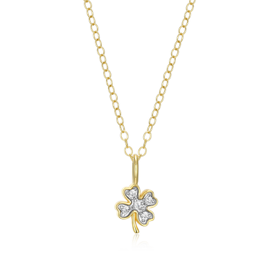 Lucky Clover Necklace with Lab-Created Diamonds, Gold