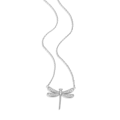 Dragonfly Necklace with Lab-Created Diamonds, Silver