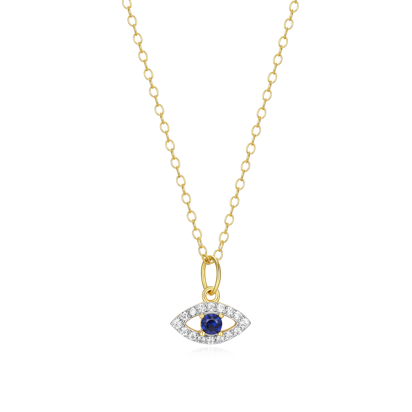 Evil Eye Necklace with Lab-Grown Diamonds, Gold