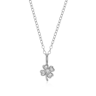 Lucky Clover Necklace with Lab-Grown Diamonds, Silver