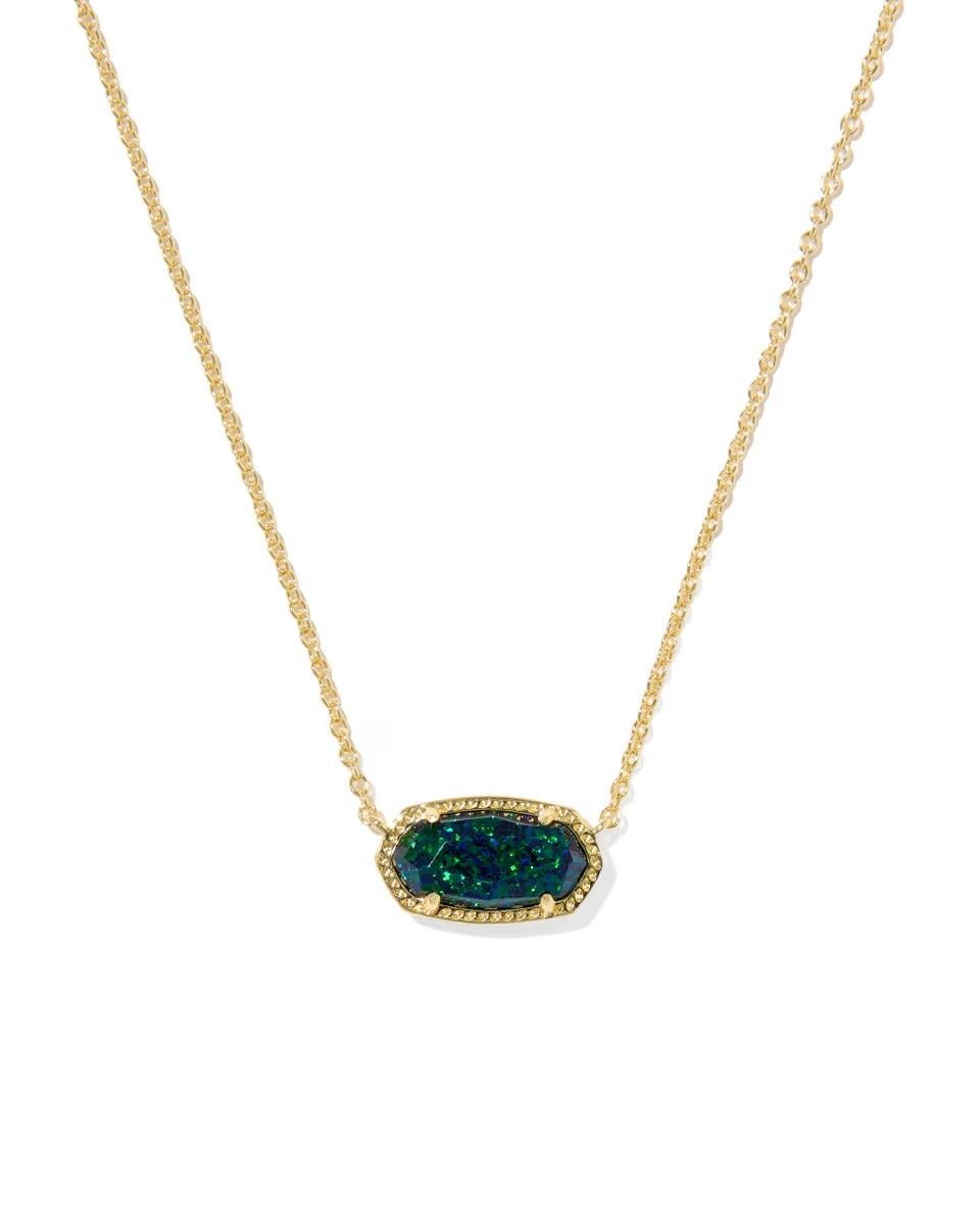 Kendra Scott Elisa Necklace, Gold/Night Lab Grown Opal