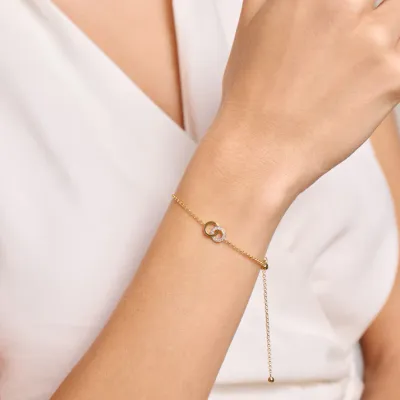 Twin Circle Bolo Bracelet with Lab-Created Diamonds, Gold