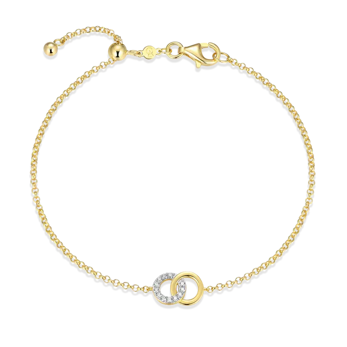Twin Circle Bolo Bracelet with Lab-Created Diamonds, Gold