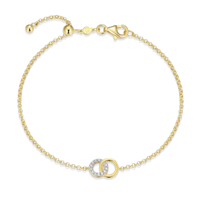 Twin Circle Bolo Bracelet with Lab-Created Diamonds, Gold