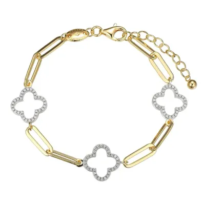Charles Garnier Paperclip Collection Clover Bracelet, Gold