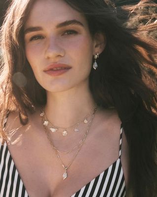 Kendra Scott Adriana Scallop Frame Huggie Earrings, Gold/Natural Mother-of-Pearl