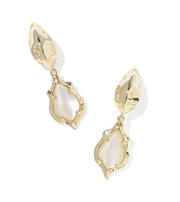 Kendra Scott Adriana Scallop Frame Huggie Earrings, Gold/Natural Mother-of-Pearl