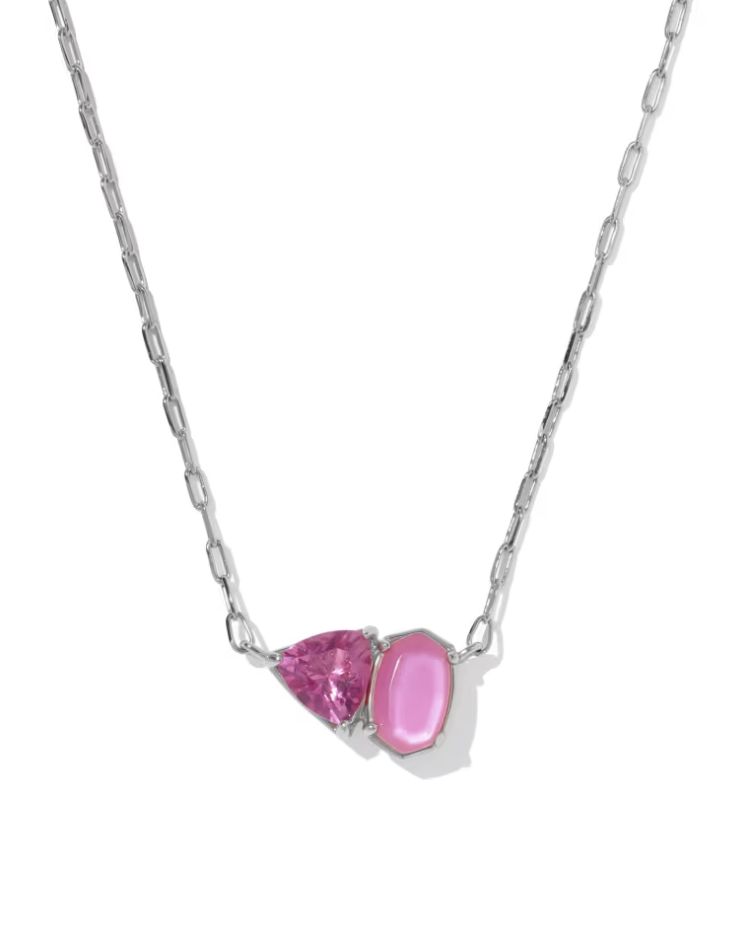 Kendra Scott Tatum Necklace, Silver/Azalea Pink Mix